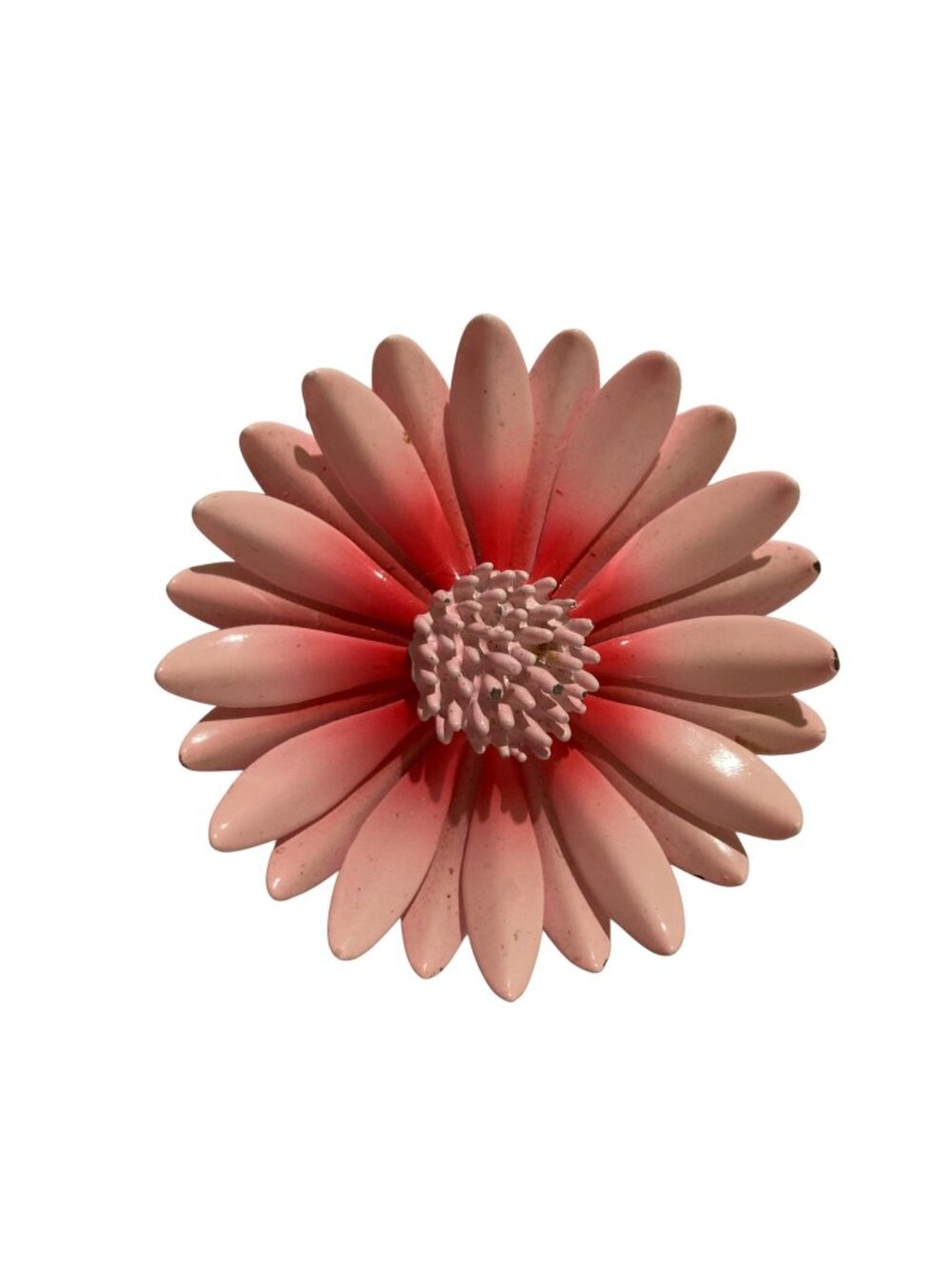 Vintage Pink Enamel Daisy Flower Brooch Pin Flower Power